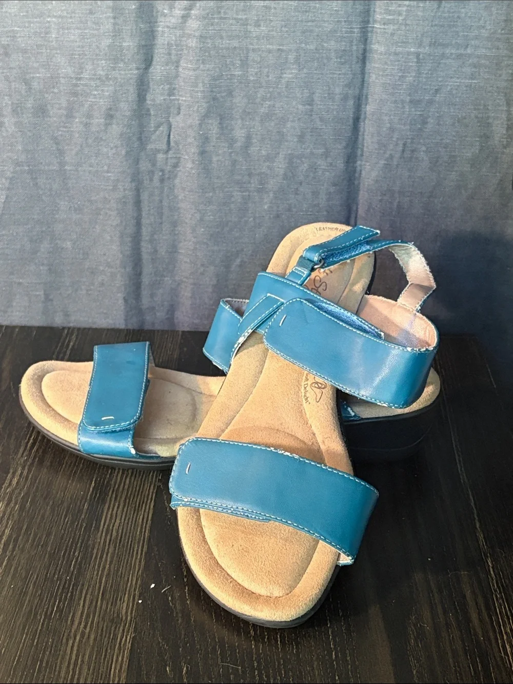 Women’s Blue Adjustable Strap Comfort Sandals